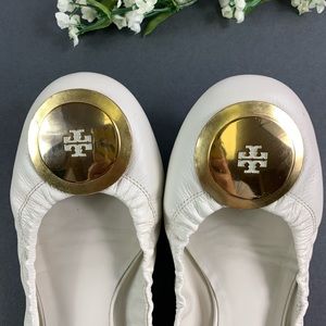Tory Burch Reva White Leather flats Size 9M